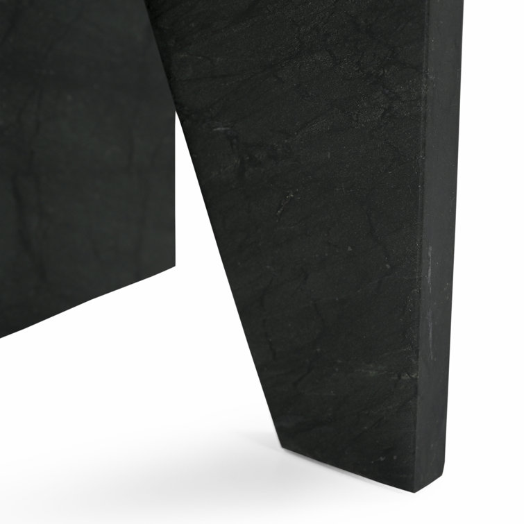 Black Marble Round Pedestal Accent Table