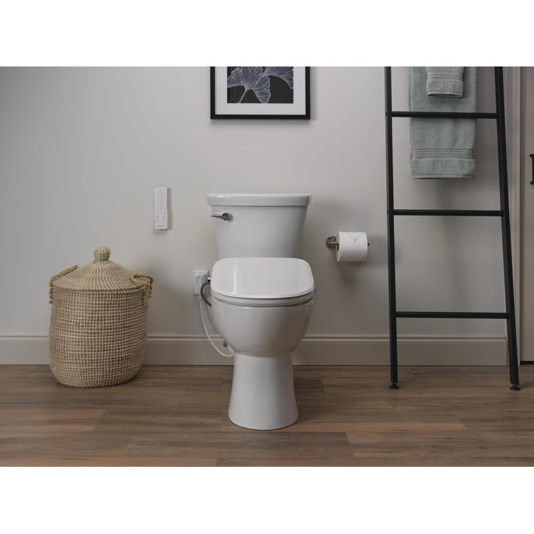 White Elongated Electric Bidet Toilet Seat with Remote