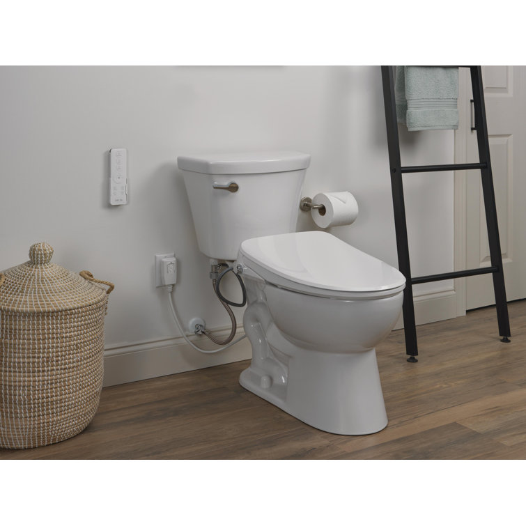 White Elongated Electric Bidet Toilet Seat with Remote