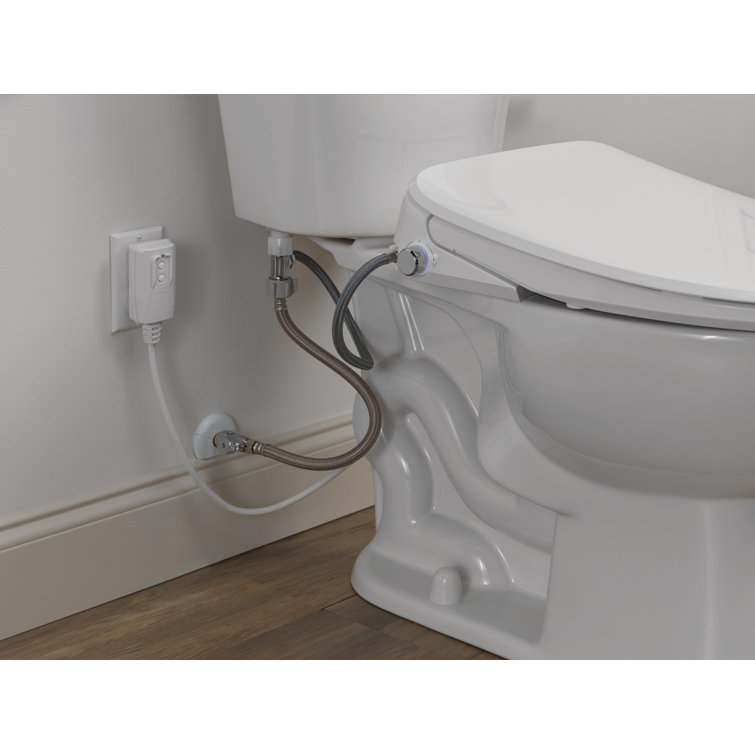 White Elongated Electric Bidet Toilet Seat with Remote