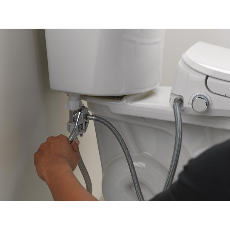 White Elongated Electric Bidet Toilet Seat with Remote