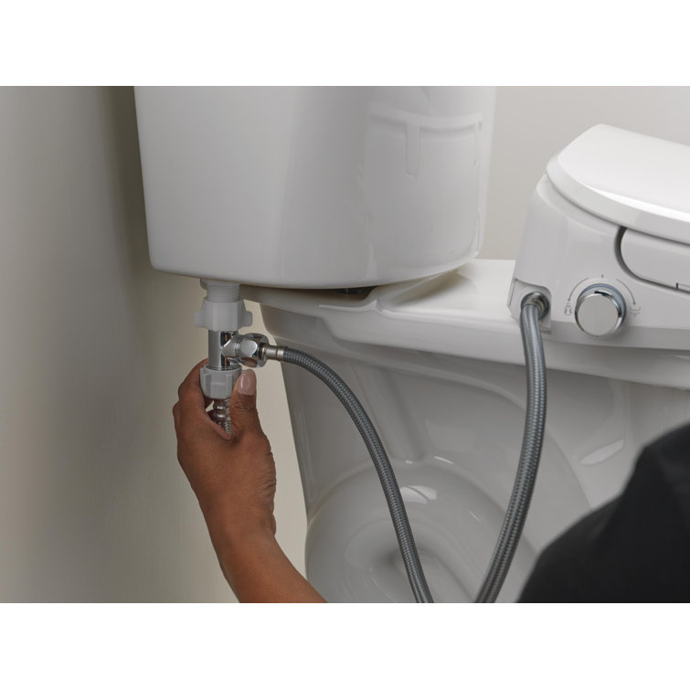 White Elongated Electric Bidet Toilet Seat with Remote