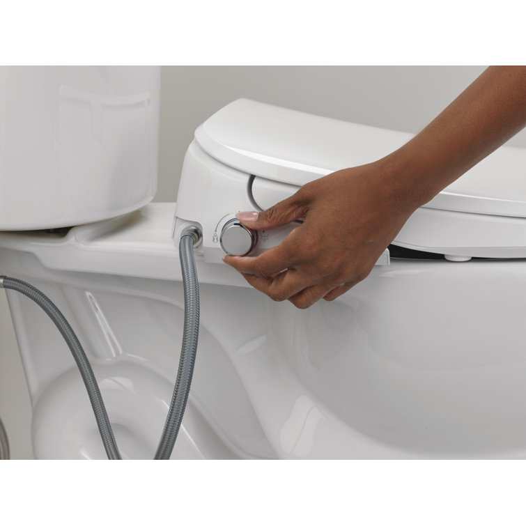 White Elongated Electric Bidet Toilet Seat with Remote