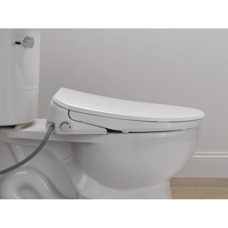 White Elongated Electric Bidet Toilet Seat with Remote