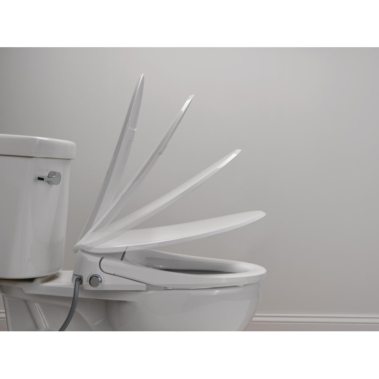 White Elongated Electric Bidet Toilet Seat with Remote