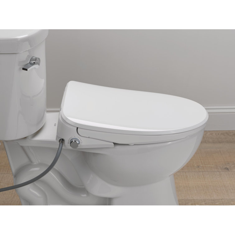 White Elongated Electric Bidet Toilet Seat with Remote