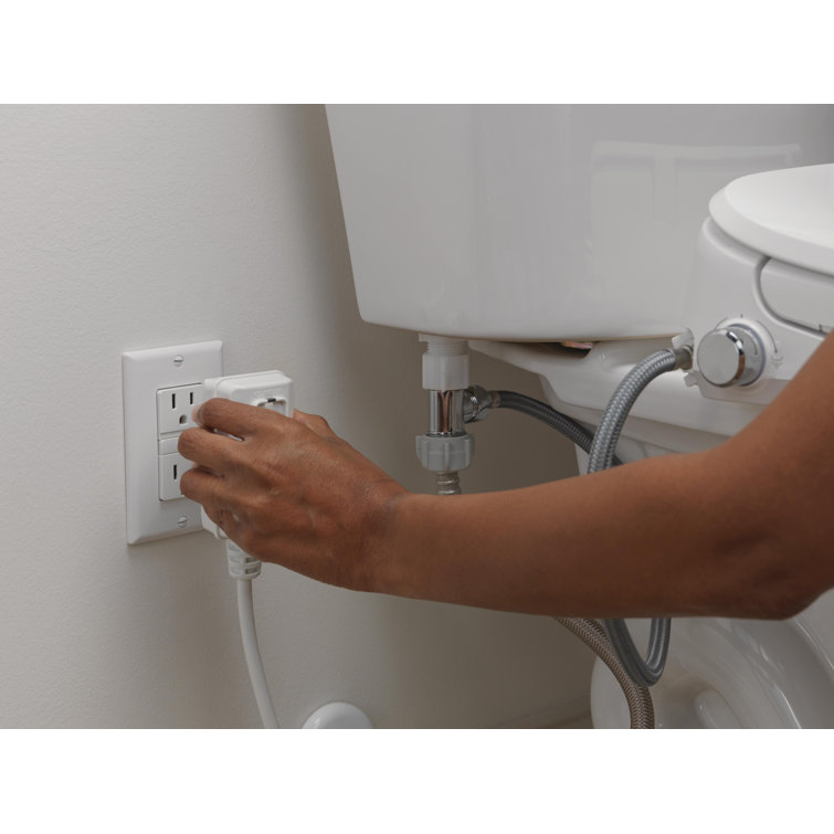 White Elongated Electric Bidet Toilet Seat with Remote