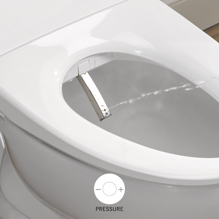 White Elongated Electric Bidet Toilet Seat with Remote