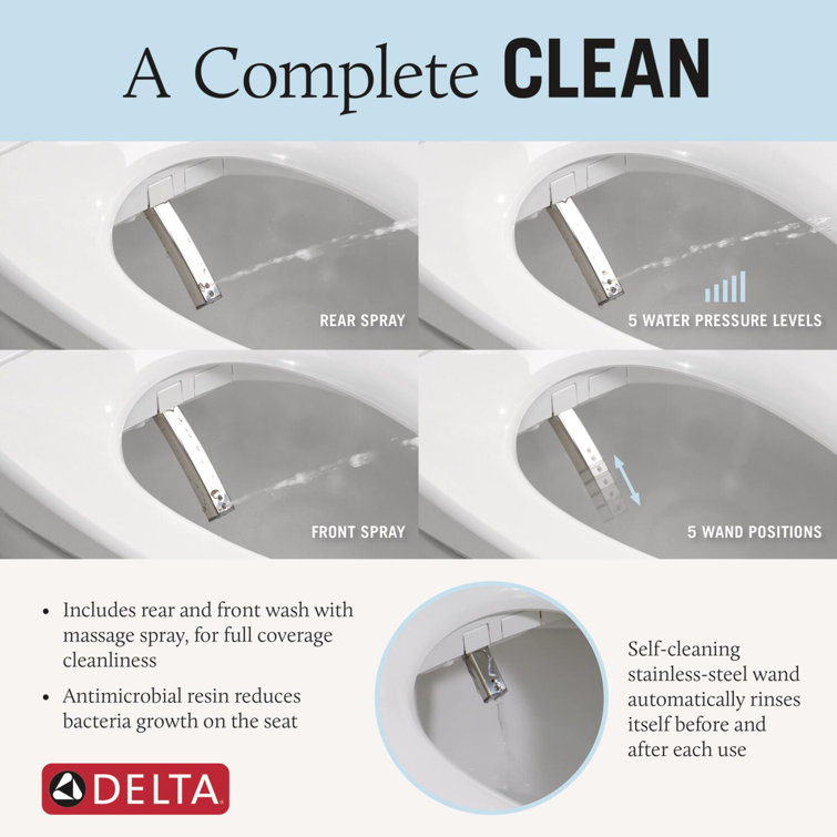 White Elongated Electric Bidet Toilet Seat with Remote
