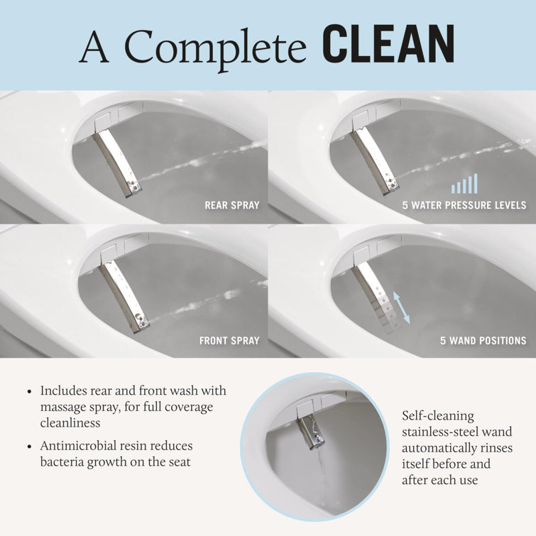 White Elongated Electric Bidet Toilet Seat with Remote
