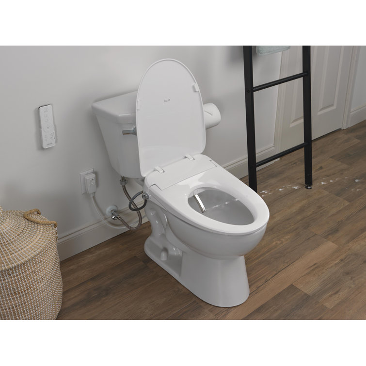 White Elongated Electric Bidet Toilet Seat with Remote