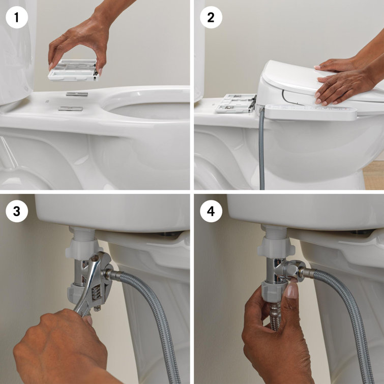 White Elongated Electric Bidet Toilet Seat with Soft Close