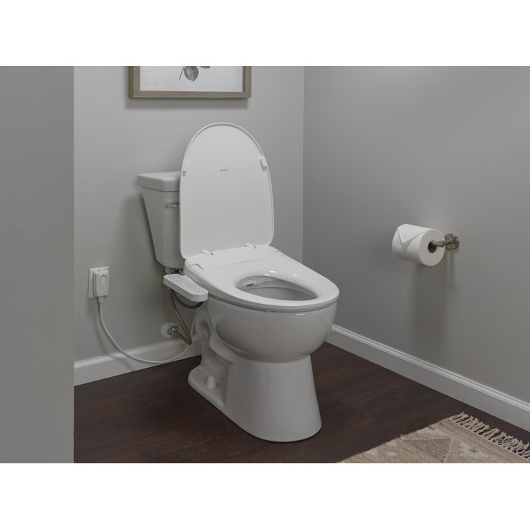 White Elongated Electric Bidet Toilet Seat with Soft Close