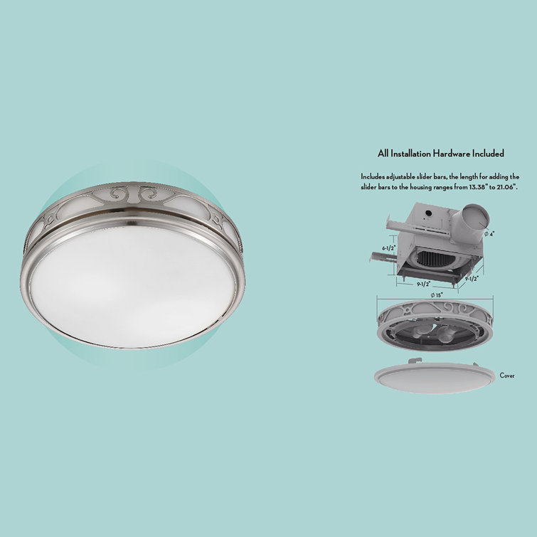 Brushed Nickel Round LED Ceiling Exhaust Fan with Light