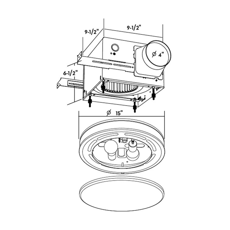 Matte Black Round LED Ceiling Mount Exhaust Fan