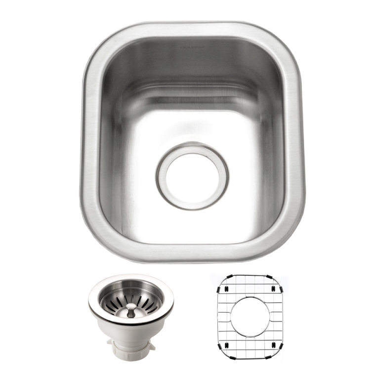 Compact Stainless Steel Undermount Bar Sink with Strainer