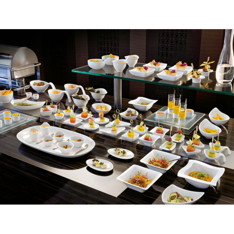 New Wave White Porcelain Appetizer Plates Set of 4