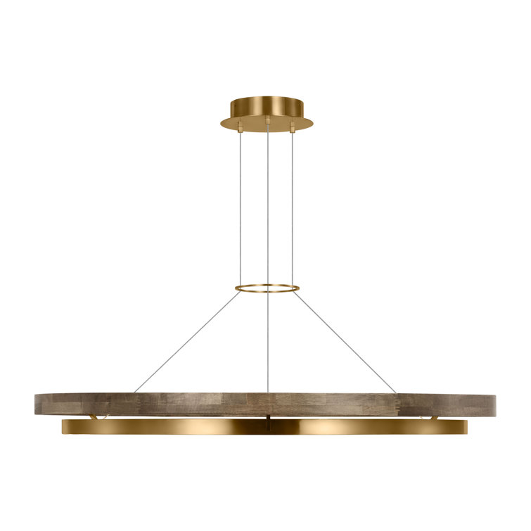 Grace 48'' Natural Brass and Weathered Oak LED Chandelier