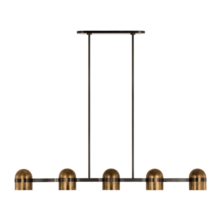 Octavia Blackened Bronze and Brass 5-Light Linear Chandelier