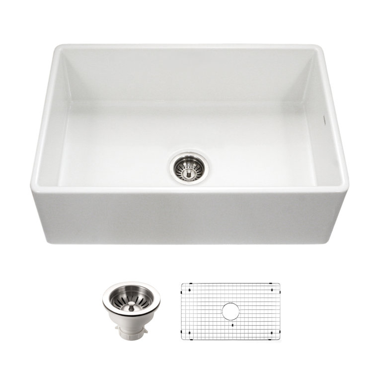 Houzer 33" White Fireclay Farmhouse Apron Front Kitchen Sink