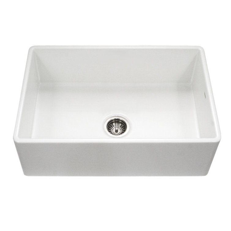 Houzer 33" White Fireclay Farmhouse Apron Front Kitchen Sink