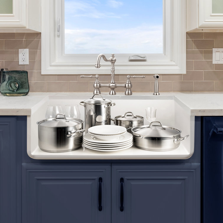 Houzer 33" White Fireclay Farmhouse Apron Front Kitchen Sink