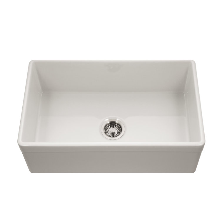 30'' White Fireclay Farmhouse Drop-In Kitchen Sink