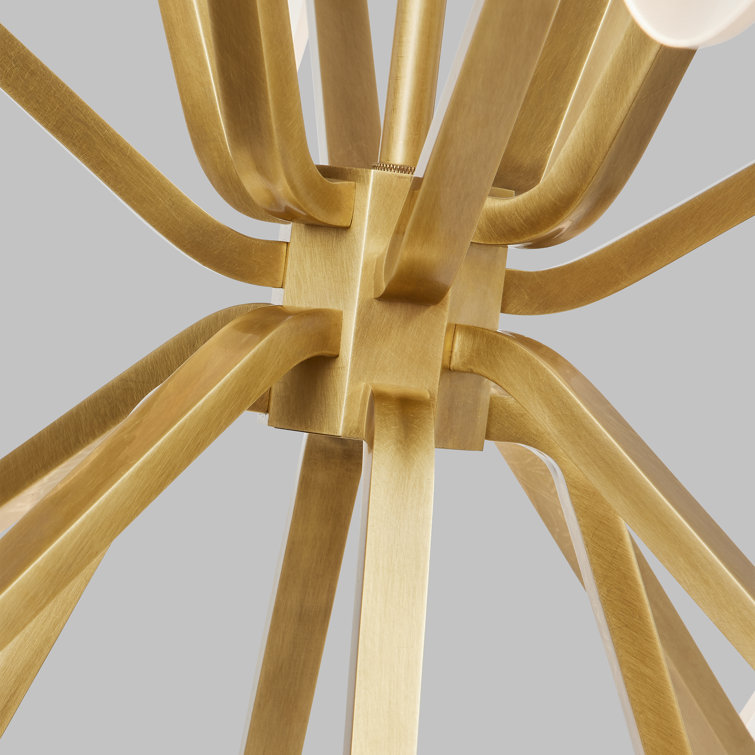 Natural Brass Globe LED Chandelier with Petal Shades