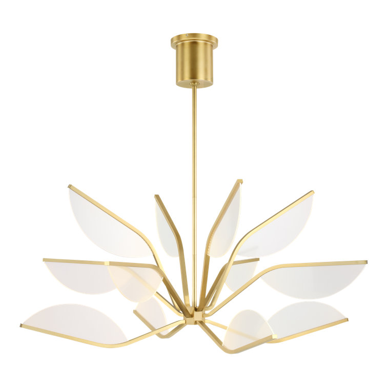 Natural Brass Globe LED Chandelier with Petal Shades