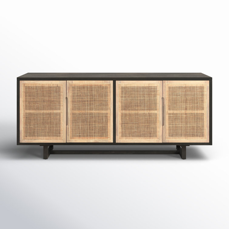 Clarita Mid-Century Modern Black Mango and Cane 72'' Sideboard