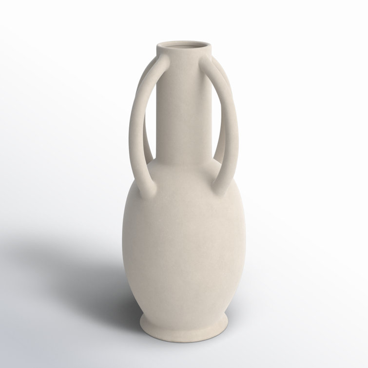 Cream Ceramic Novelty Table Vase with Handles