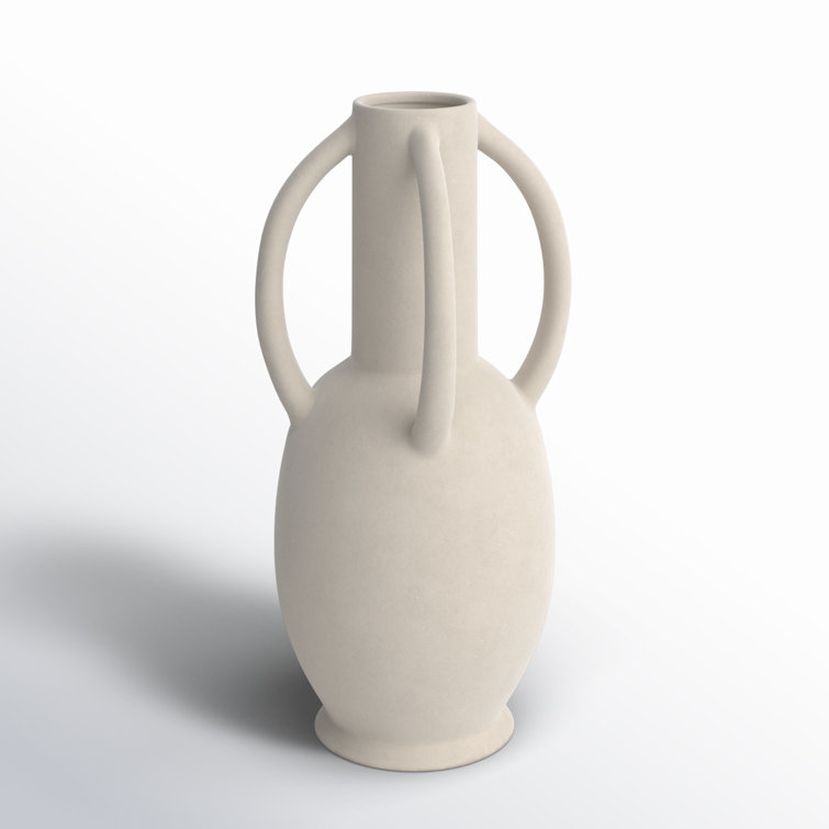 Cream Ceramic Novelty Table Vase with Handles