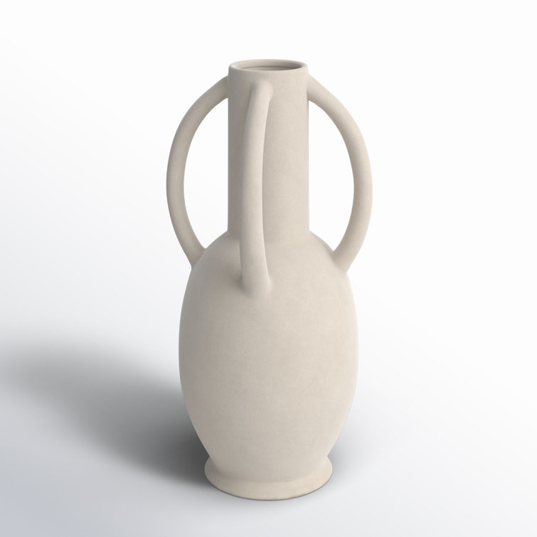 Cream Ceramic Novelty Table Vase with Handles