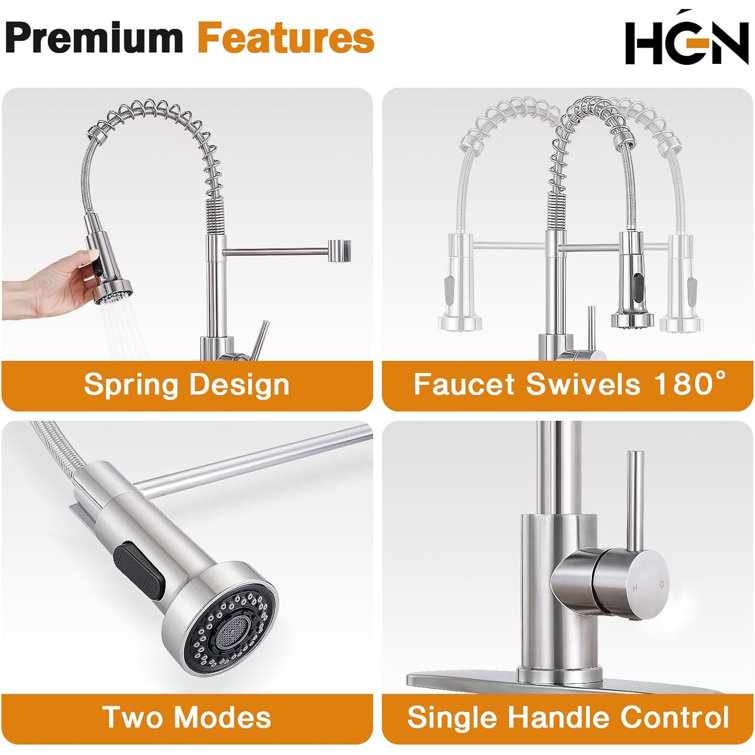 Stainless Steel Pull-Out Spray Kitchen Faucet with Single Handle