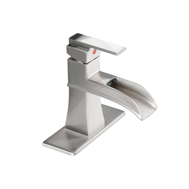 Brushed Nickel Single Handle Waterfall Bathroom Faucet with Deckplate