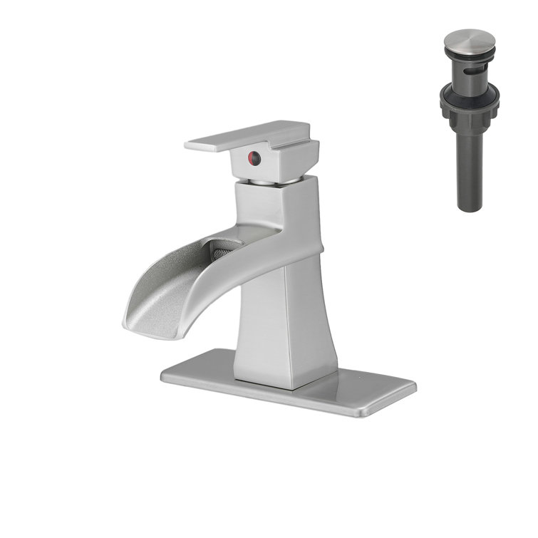 Brushed Nickel Single Handle Waterfall Bathroom Faucet with Deckplate