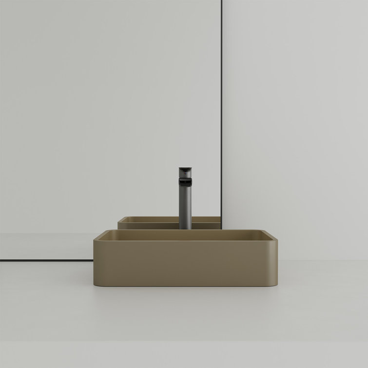 Taupe Clay Rectangular Ceramic Bathroom Sink