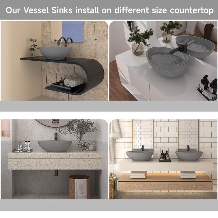 CASAINC Maple 15.35'' Concrete Oval Bathroom Sink