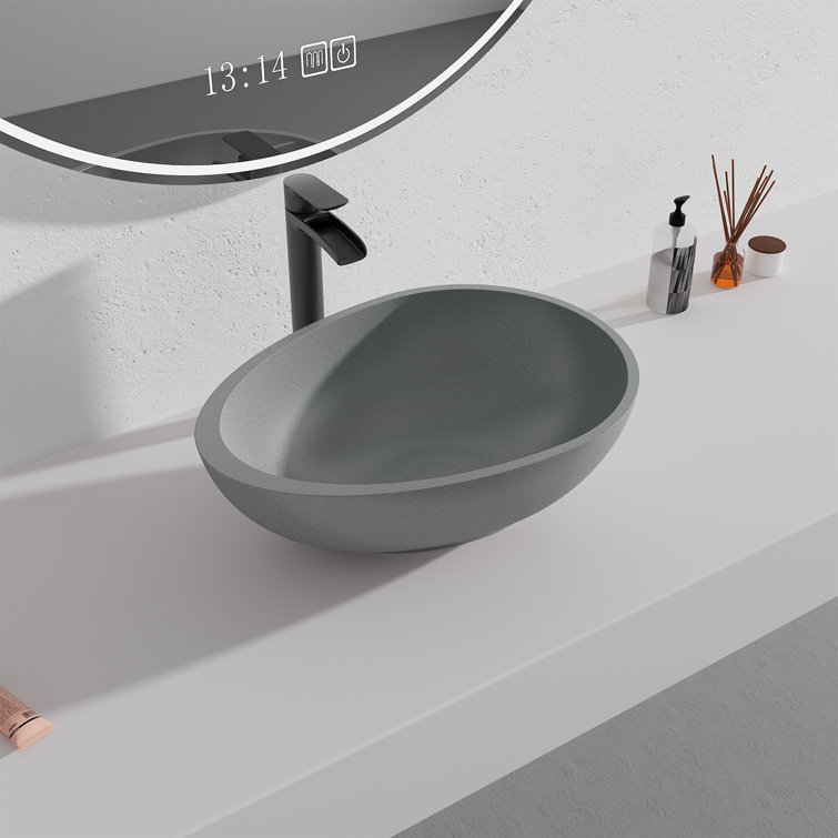 CASAINC Maple 15.35'' Concrete Oval Bathroom Sink