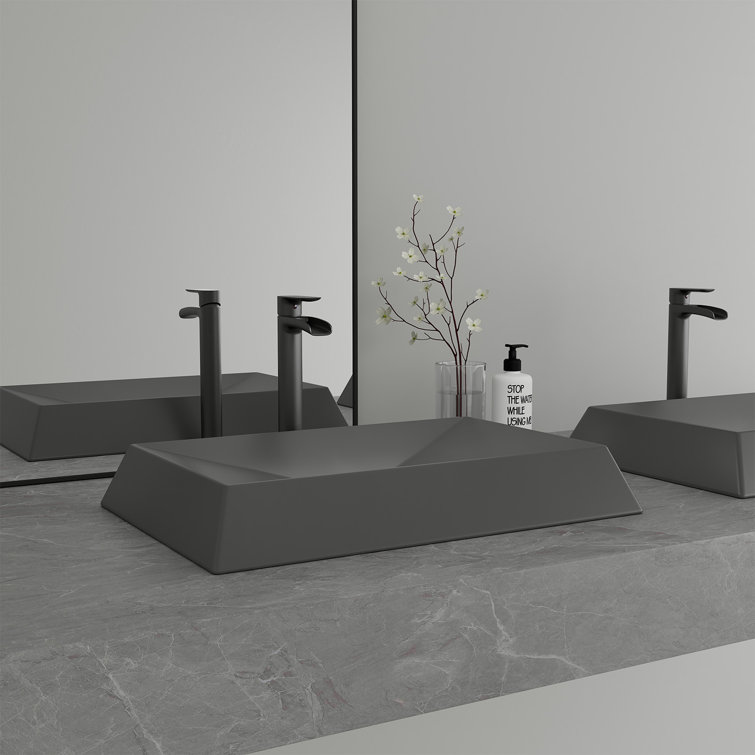 Black Earth Rectangular Ceramic Above-Counter Vessel Sink