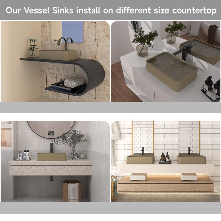 Taupe Clay Rectangular Ceramic Bathroom Sink