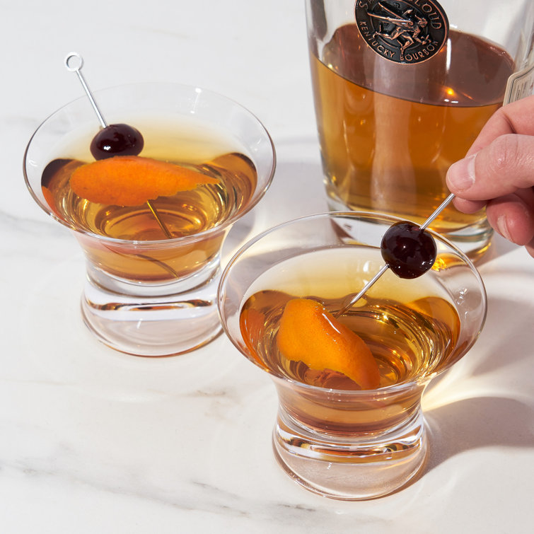 Viski Heavy Base Stemless Crystal Manhattan Glasses Set of 2