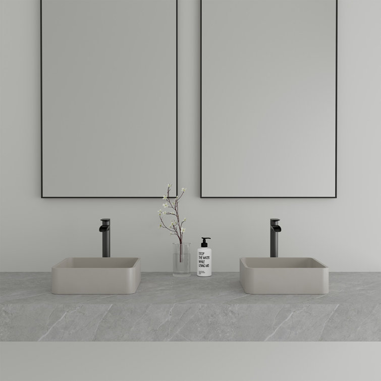Cold Concrete Gray Ceramic Square Above-Counter Bathroom Sink
