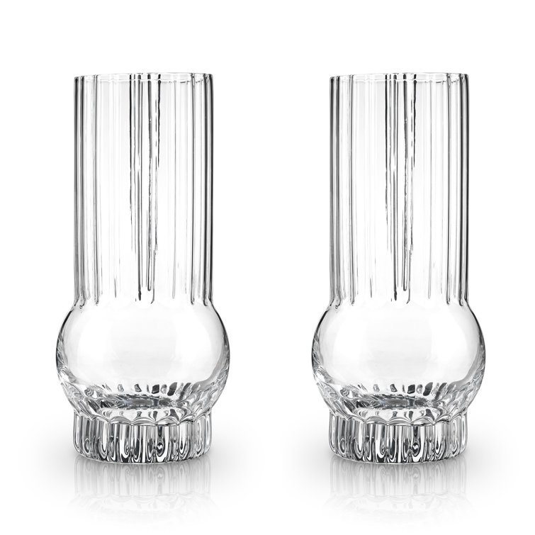 Art Deco Clear Crystal Highball Glasses Set of 2