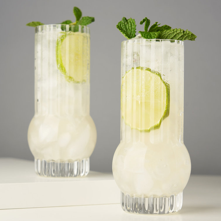 Art Deco Clear Crystal Highball Glasses Set of 2