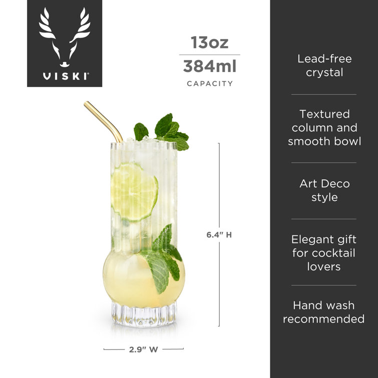 Art Deco Clear Crystal Highball Glasses Set of 2