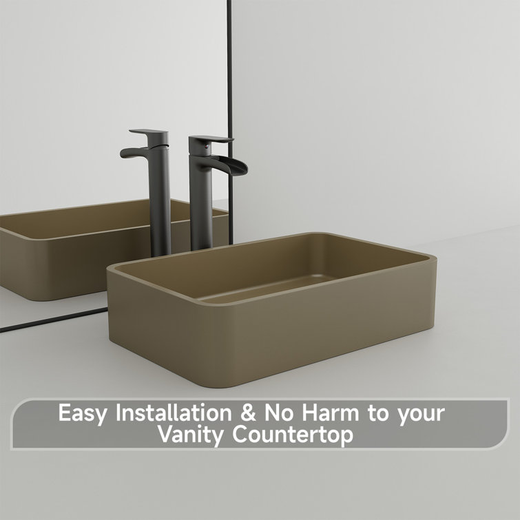 Taupe Clay Rectangular Ceramic Bathroom Sink