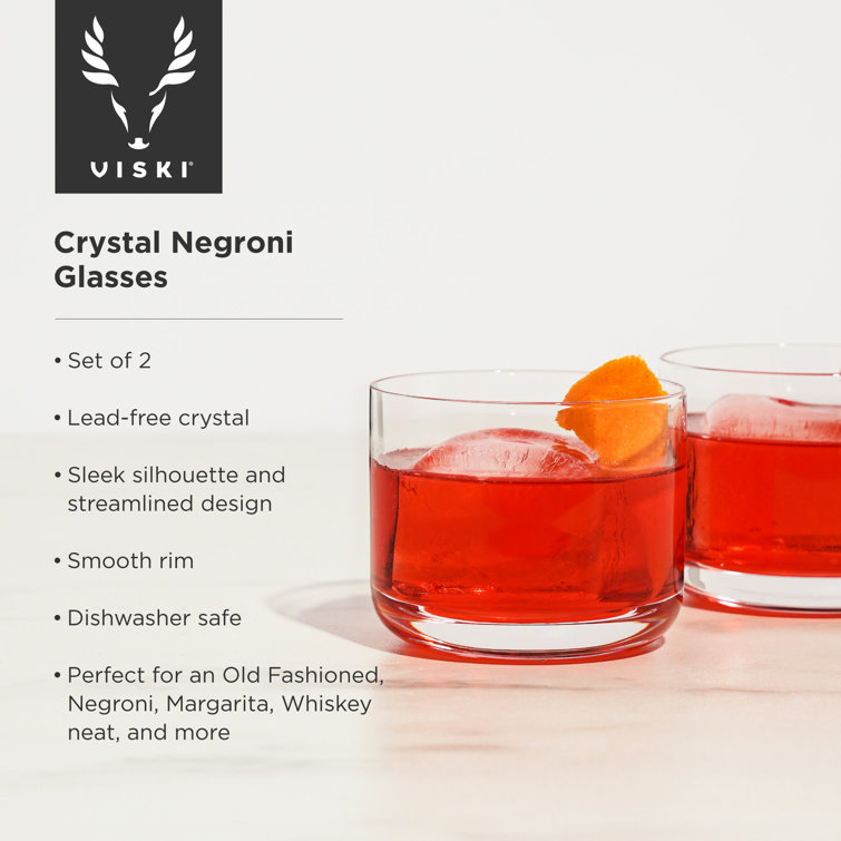 Viski 8oz Clear Lead-Free Crystal Negroni Tumblers Set
