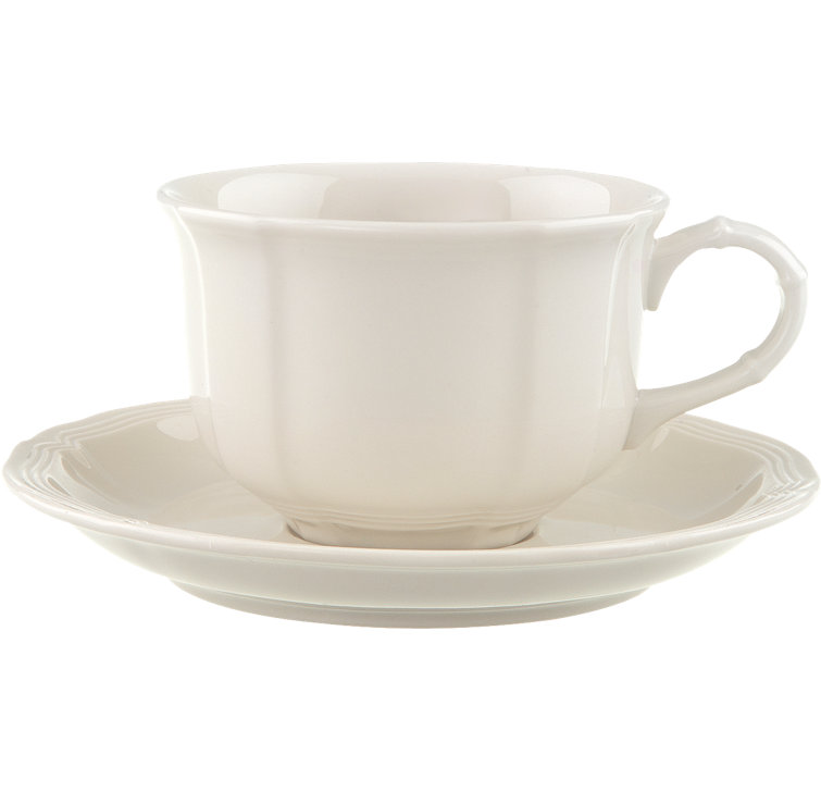White Ceramic Espresso Cup with Saucer