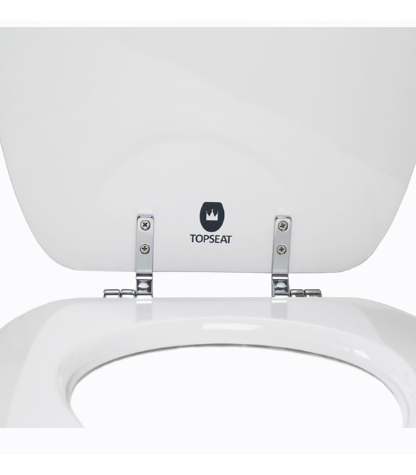 Beach Scene Round Toilet Seat with Chrome Hinges and Wood Lid